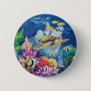 Green Sea Turtle Pinback Button