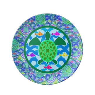 Green Sea Turtle Porcelain Plates
