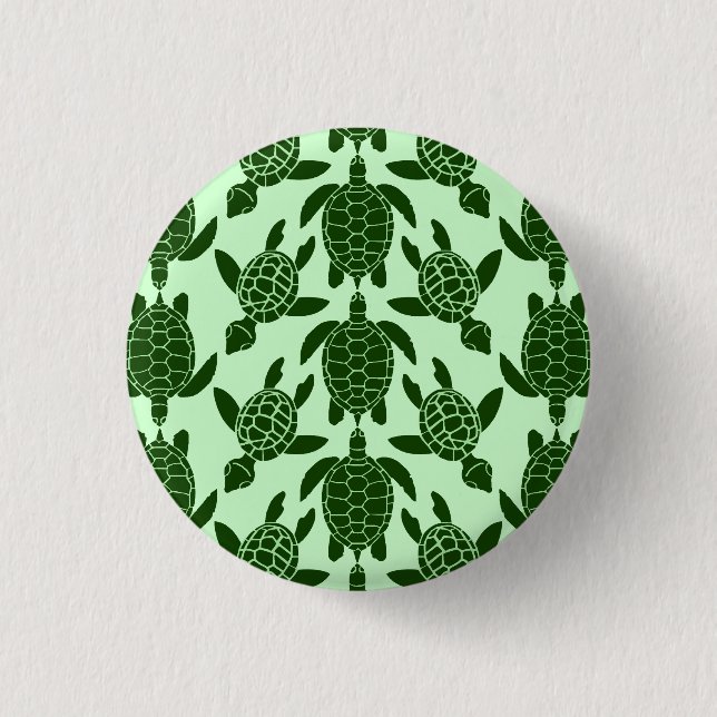 Green Sea Turtle Pretty Animal Pattern Button (Front)