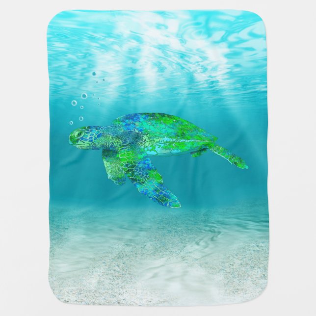 Green Sea Turtle Receiving Blanket (Front)