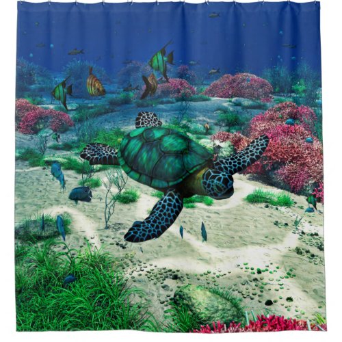 Green Sea Turtle Shower Curtain