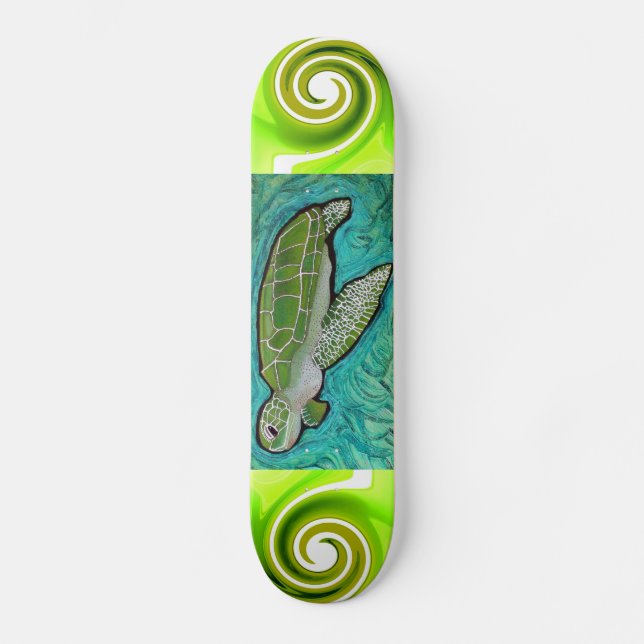Green Sea Turtle Skateboard Deck (Front)