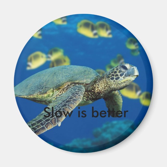Green Sea Turtle, Slow is better Magnet (Front)
