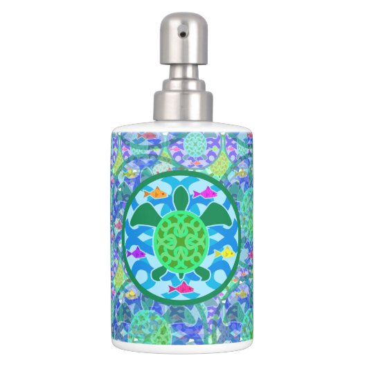 Green Sea Turtle Soap Dispenser And Toothbrush Holder (Front)