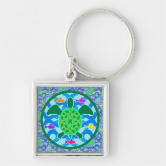 Green Sea Turtle Square Keychain