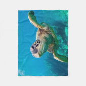 Green Sea Turtle Swimming Over Coral Reef |Hawaii Fleece Blanket (Front)