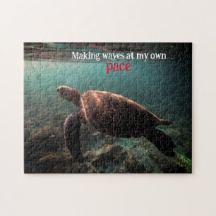 Green sea turtle swimming underwater jigsaw puzzle