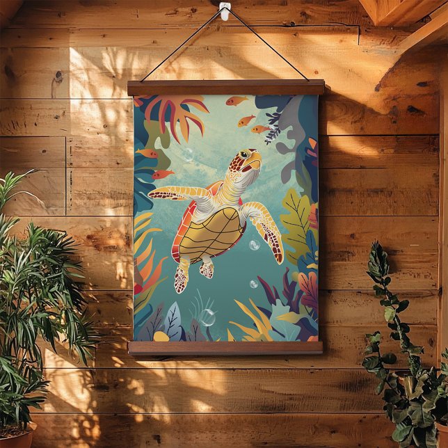 Green Sea Turtle Swims The Pacific Ocean Hanging Tapestry (Creator Uploaded)