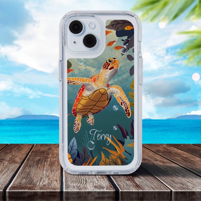 Green Sea Turtle Swims The Pacific Ocean Speck iPhone Case (Creator Uploaded)