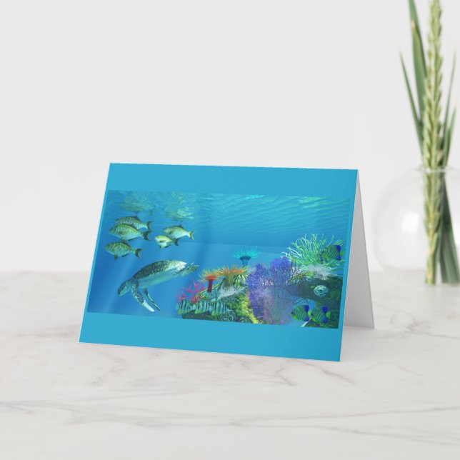 Green Sea Turtle Thank You Card (Front)