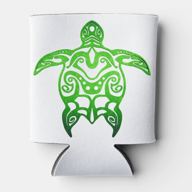 Green Sea Turtle Tribal Can Cooler (Front)