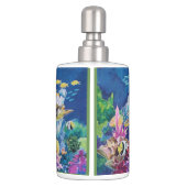 Green Sea Turtle Tropical Ocean Fish Soap Dispenser & Toothbrush Holder (Back)