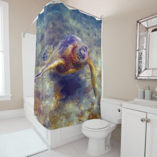 Green Sea Turtles Aloha Honu Shower Curtain