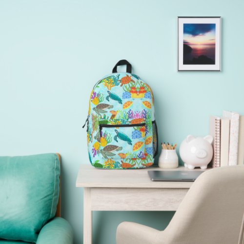 Green Sea Turtles Back To School Kids Colorful  Printed Backpack