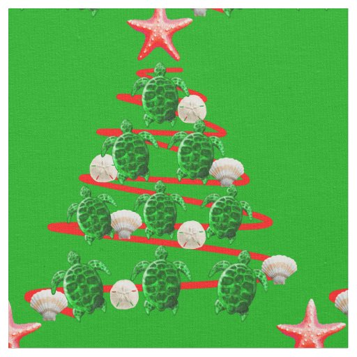 Green Sea Turtles Christmas Tree Fabric