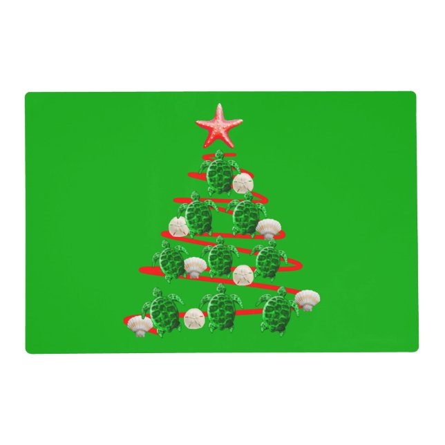 Green Sea Turtles Christmas Tree Placemat (Front)