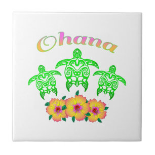 Green Sea Turtles Hawaiian Ohana Ceramic Tile