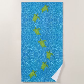 Green Sea Turtles on Turquoise Sea Water