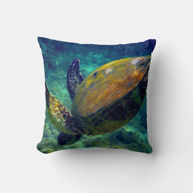 Green Sea turtles Throw Pillow (Front)