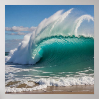 Green Sea Wave Poster
