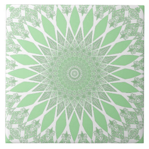 Green Seafoam Tristyns Mandala Ceramic Tile
