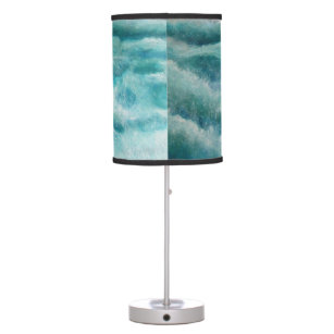 Green seafoam waves abstract table lamp