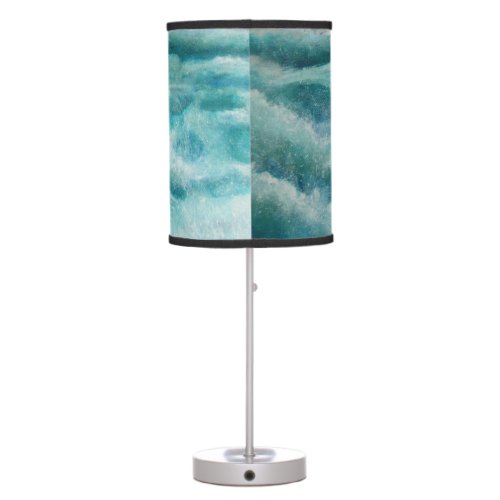 Green seafoam waves abstract table lamp