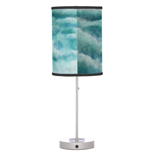 Green seafoam waves abstract table lamp (Back)