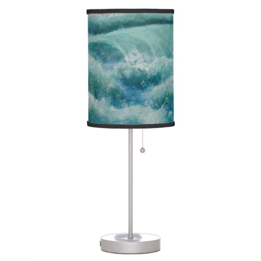Green seafoam waves abstract table lamp (Left)