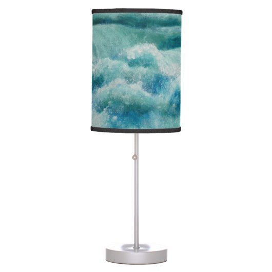 Green seafoam waves abstract table lamp (Front)
