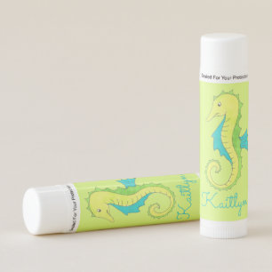 Green Seahorse Ocean Beach Aquatic Personalized Lip Balm