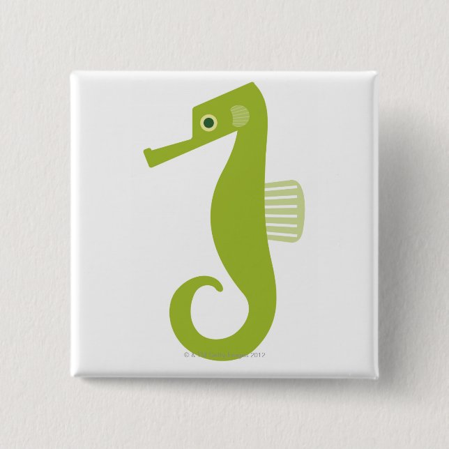Green Seahorse Pinback Button (Front)