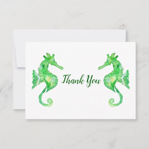 Green Seahorses Thank You Card