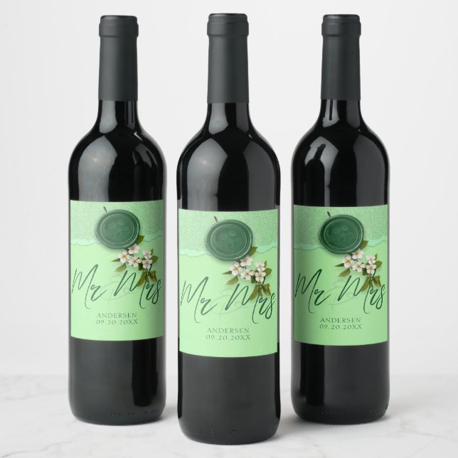 Green Seal Wedding Wine Label (Bottles)