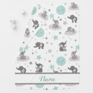 Green Seamless Elephant Pattern Baby Blanket