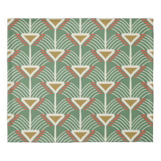 green seamless pattern with lines and geometry sha duvet cover