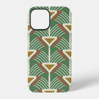 green seamless pattern with lines and geometry sha iPhone 12 case