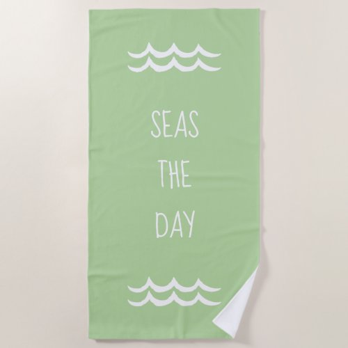 Green Seas the Day Waves Nautical Beach Towel