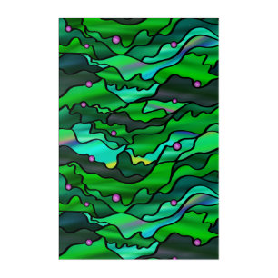 Green Seascape Stained Glass Abstract Acrylic Print