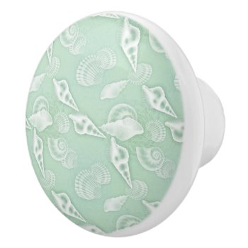 Green Seashells Ceramic Knob by TheHomeStore at Zazzle
