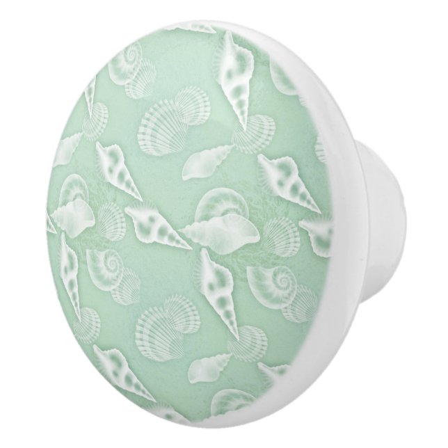 Green Seashells Ceramic Knob (Right)
