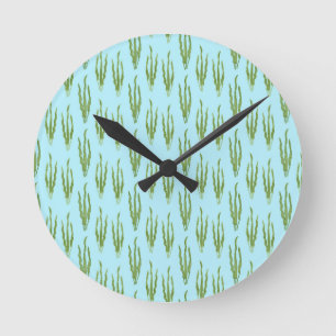 Green Seaweed Ocean Plants Nature Lover Blue Water Round Clock