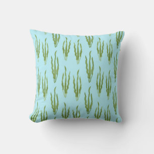Green Seaweed Ocean Plants Nature Lover Blue Water Throw Pillow