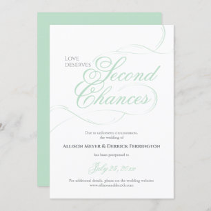 Green Second Chances Wedding Postponement Invitation