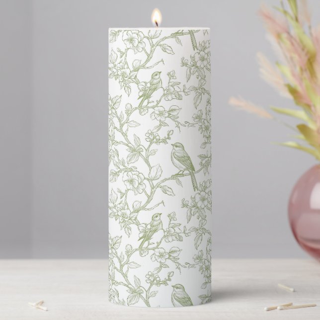 Green Secret Garden Toile Candle (In Situ)