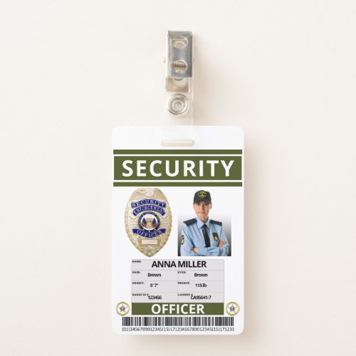 Green Security Guard Create Your Own Employee Badge