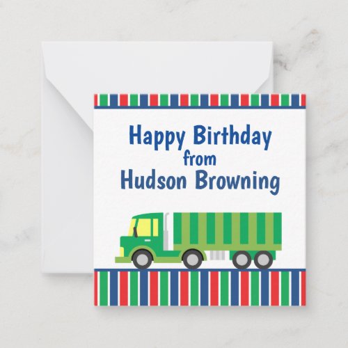 Green Semi Truck Personalized Gift Note Card