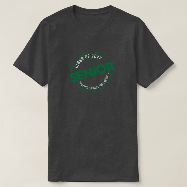 Green Senior Class of Distressed Badge T-Shirt (Design Front)