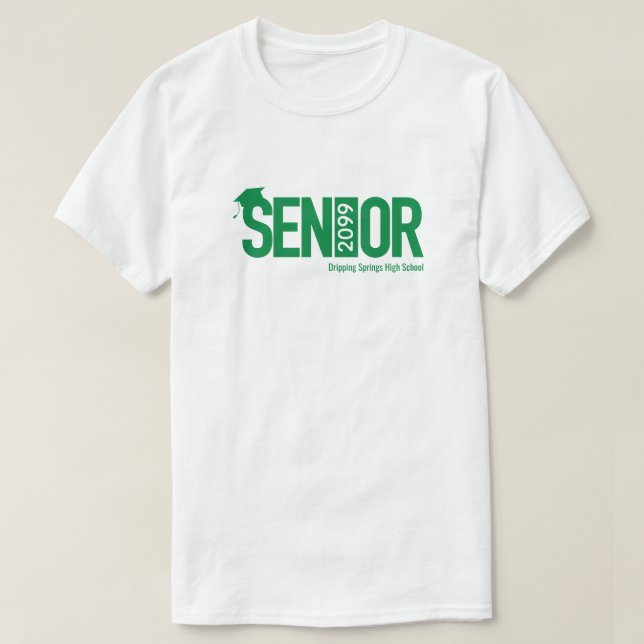 Green SENIOR with Graduation Cap T-Shirt (Design Front)