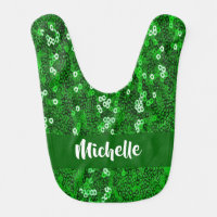 Green sequins pattern baby bib
